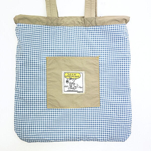 スヌーピー チェックリバーシブルナップザック ベージュ リュック SNOOPY