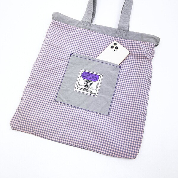 スヌーピー ジョークール チェックリバーシブルナップザック グレー リュック SNOOPY