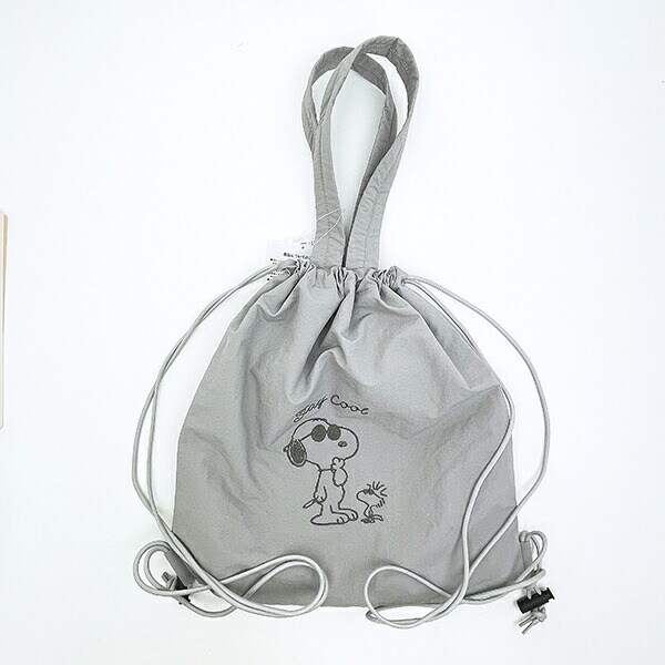 スヌーピー ジョークール チェックリバーシブルナップザック グレー リュック SNOOPY