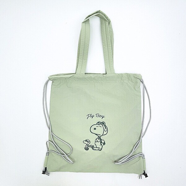 スヌーピー チェックリバーシブルナップザック グリーン リュック SNOOPY