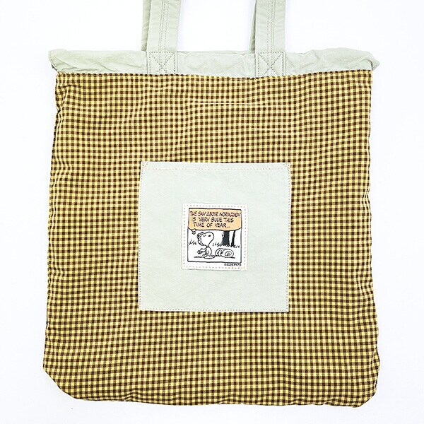 スヌーピー チェックリバーシブルナップザック グリーン リュック SNOOPY