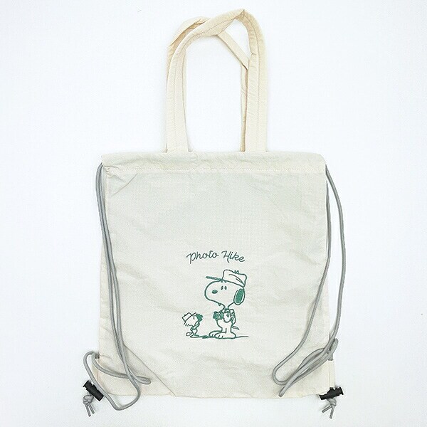 スヌーピー チェックリバーシブルナップザック アイボリー リュック SNOOPY