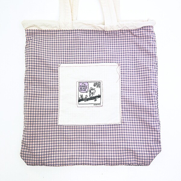 スヌーピー チェックリバーシブルナップザック アイボリー リュック SNOOPY