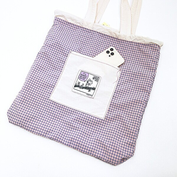 スヌーピー チェックリバーシブルナップザック アイボリー リュック SNOOPY