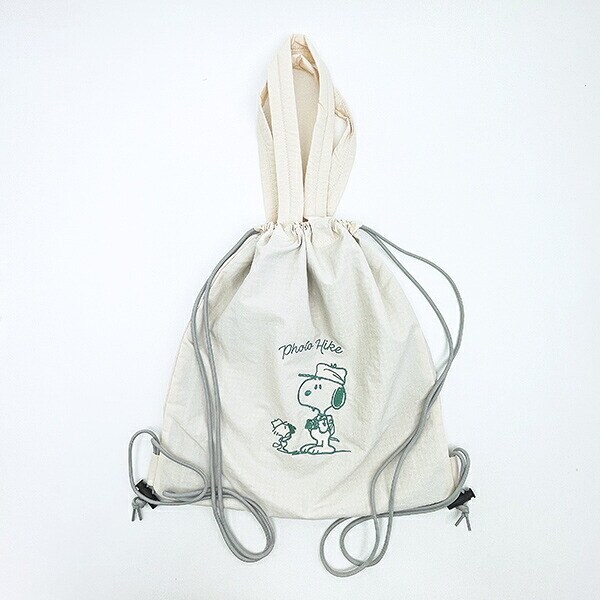 スヌーピー チェックリバーシブルナップザック アイボリー リュック SNOOPY