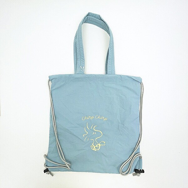 スヌーピー ウッドストック チェックリバーシブルナップザック ブルー リュック SNOOPY