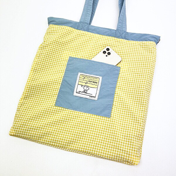 スヌーピー ウッドストック チェックリバーシブルナップザック ブルー リュック SNOOPY