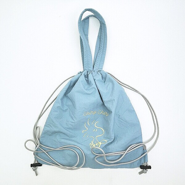 スヌーピー ウッドストック チェックリバーシブルナップザック ブルー リュック SNOOPY