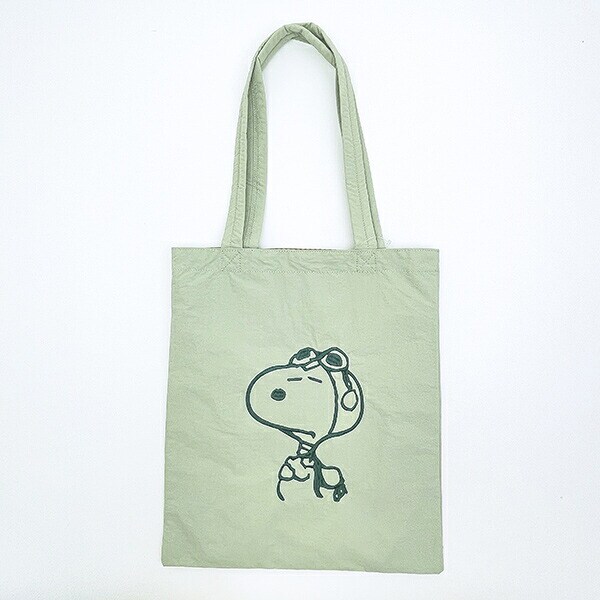 スヌーピー チェックリバーシブルトートバッグ グリーン SNOOPY
