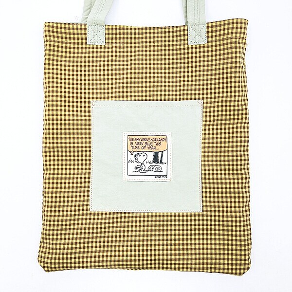 スヌーピー チェックリバーシブルトートバッグ グリーン SNOOPY