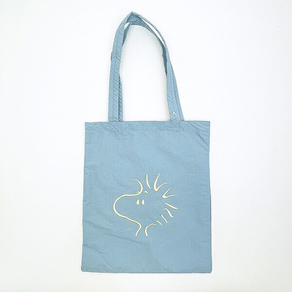 スヌーピー ウッドストック チェックリバーシブルトートバッグ ブルー SNOOPY