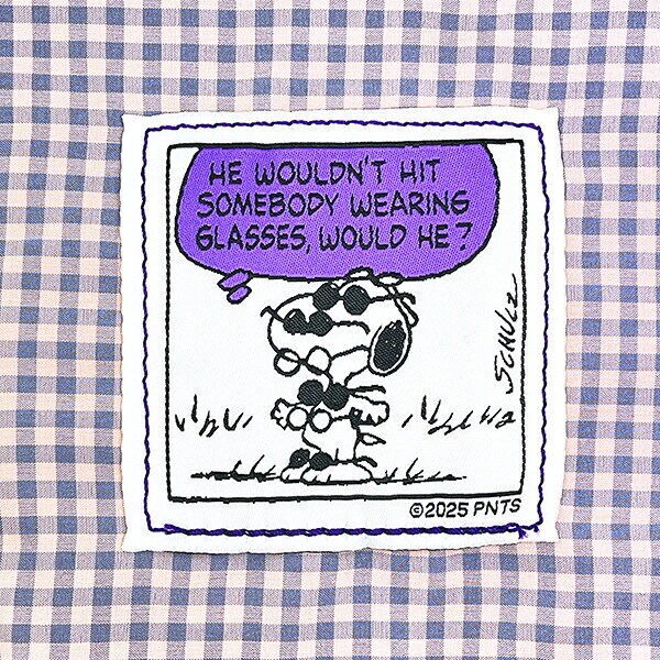 スヌーピー ジョークール チェックリバーシブルポーチ グレー SNOOPY