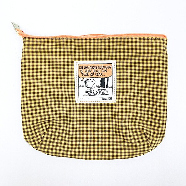 スヌーピー チェックリバーシブルポーチ グリーン SNOOPY