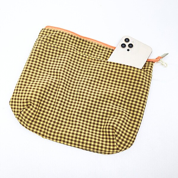 スヌーピー チェックリバーシブルポーチ グリーン SNOOPY