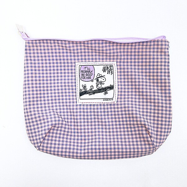 スヌーピー チェックリバーシブルポーチ アイボリー SNOOPY