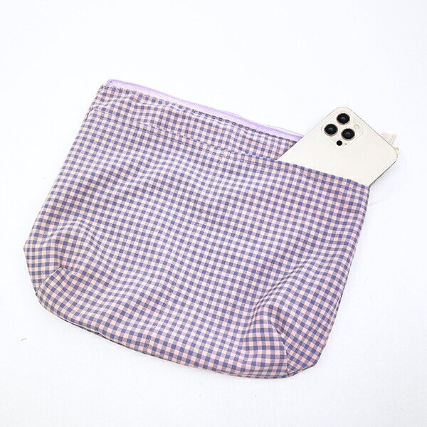 スヌーピー チェックリバーシブルポーチ アイボリー SNOOPY