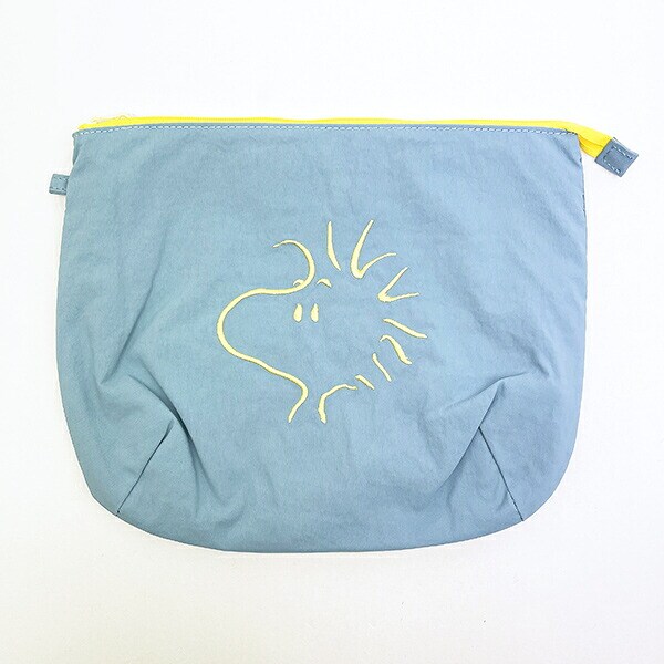 スヌーピー ウッドストック チェックリバーシブルポーチ ブルー SNOOPY