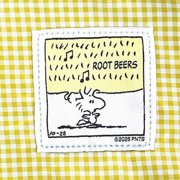 スヌーピー ウッドストック チェックリバーシブルポーチ ブルー SNOOPY