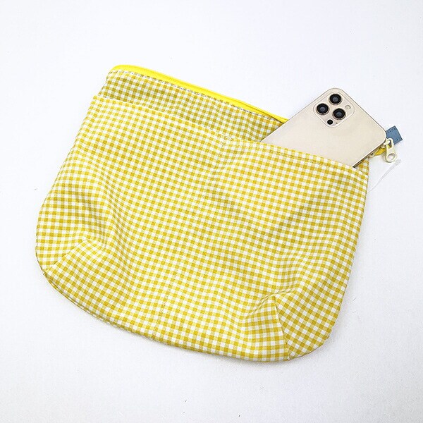 スヌーピー ウッドストック チェックリバーシブルポーチ ブルー SNOOPY