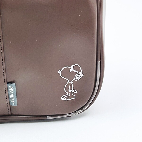 スヌーピー ショルダーボストンバッグ ブラウン 刺繍ワンポイント SNOOPY
