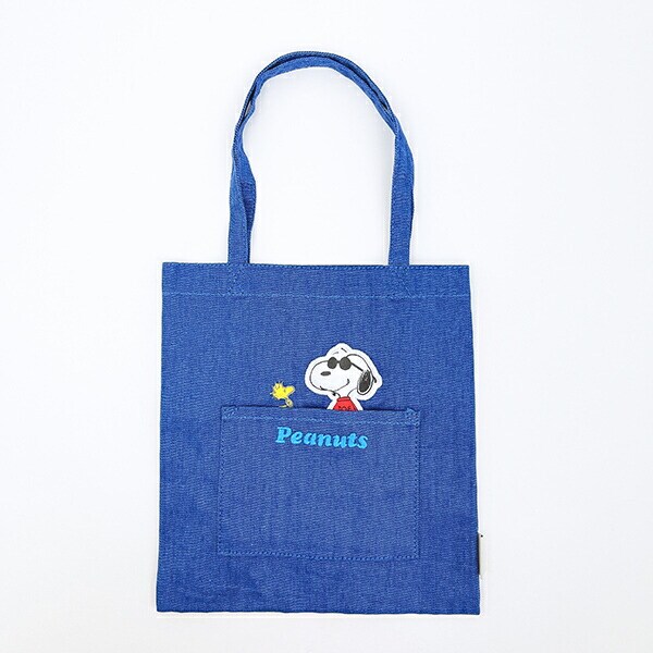 スヌーピー ジョークール&ウッドストック ふっくらアップリケミニトートバッグ SNOOPY
