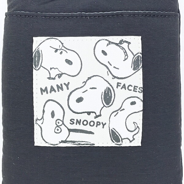スヌーピー リップストップ フラットスマホショルダーバッグ ブラック SNOOPY