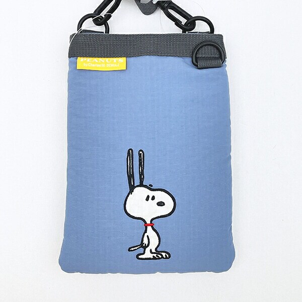 スヌーピー リップストップ フラットスマホショルダーバッグ ブルー SNOOPY