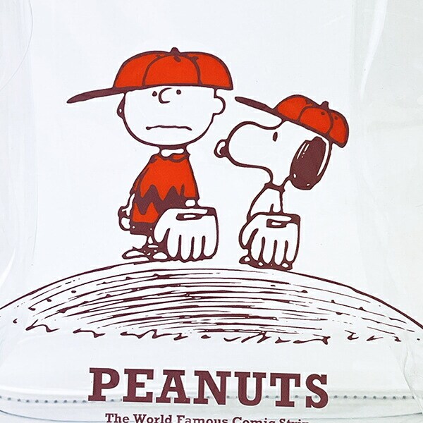 スヌーピー クリアトートバッグ レッド ベースボール SNOOPY