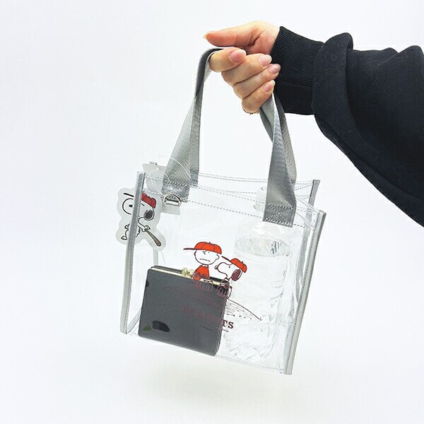 スヌーピー クリアトートバッグ レッド ベースボール SNOOPY