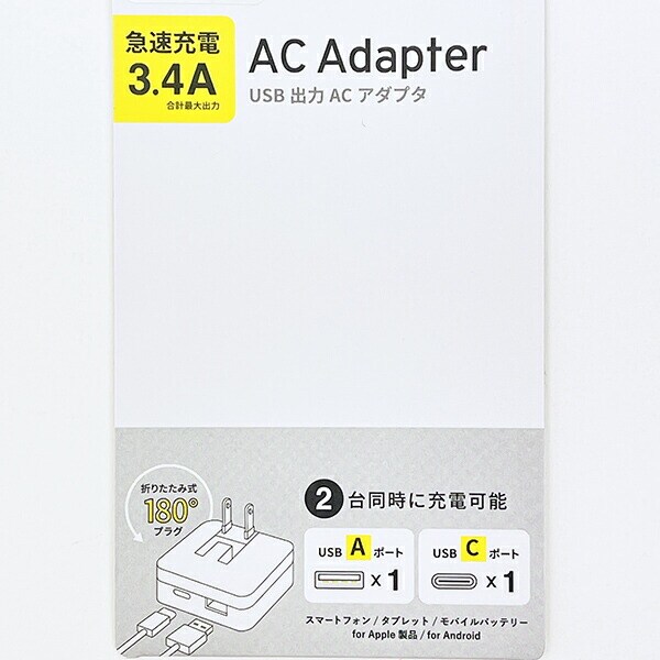 水森亜土 USB/USB Type-C ACアダプタ (女の子) 充電器 スマホ用品