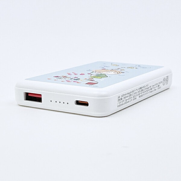 水森亜土 MagSafe対応ワイアレスリチウム充電器（5000mAh） ブルー モバイルバッテリー スマホ用品