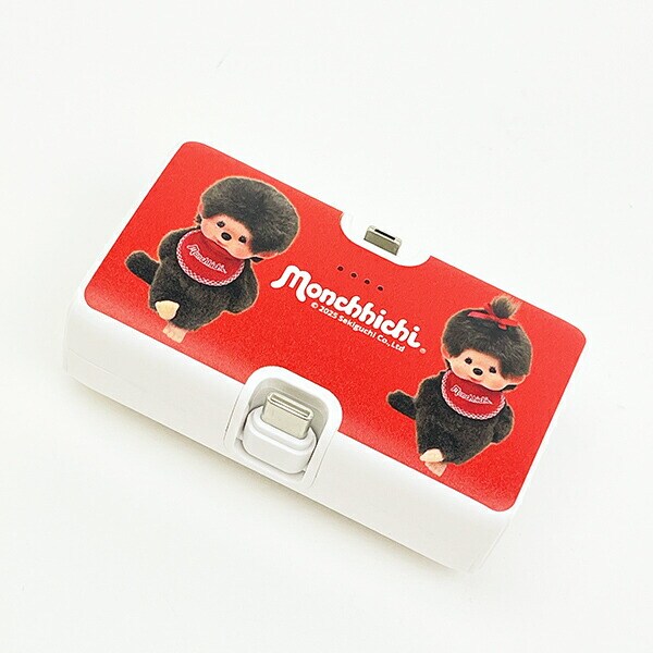 モンチッチ Type-C コネクタ付きリチウムイオン充電器  （レッド） スマホ