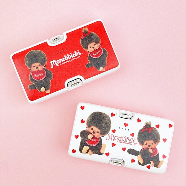 モンチッチ Type-C コネクタ付きリチウムイオン充電器  （レッド） スマホ