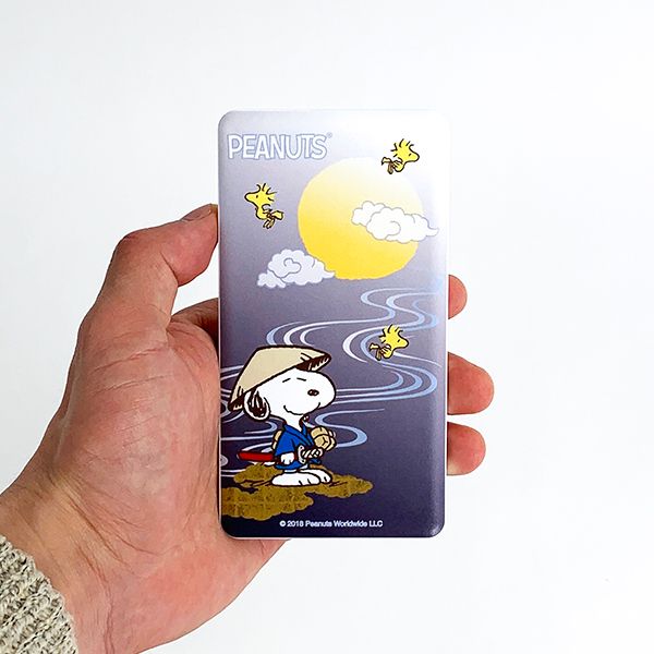 スヌーピー  PEANUTS  4000mAhリチウムイオンポリマー充電器2.1A スマホ用品 携帯バッテリー充電 和柄 グレー