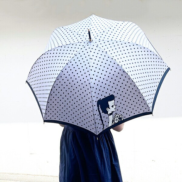 内藤ルネ 傘 グレー 雨傘 レイン用品 雨具 ドーム型 長傘