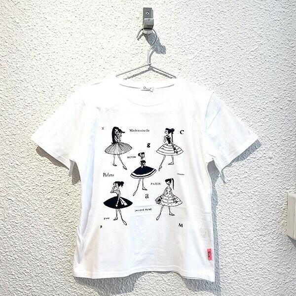 内藤ルネ Tシャツ ホワイト ガール レトロ RUNE