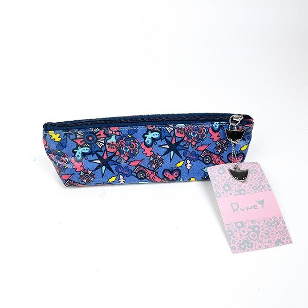 内藤ルネ ポップ 三角ペンポーチ ブルー 筆箱 文具 レトロ