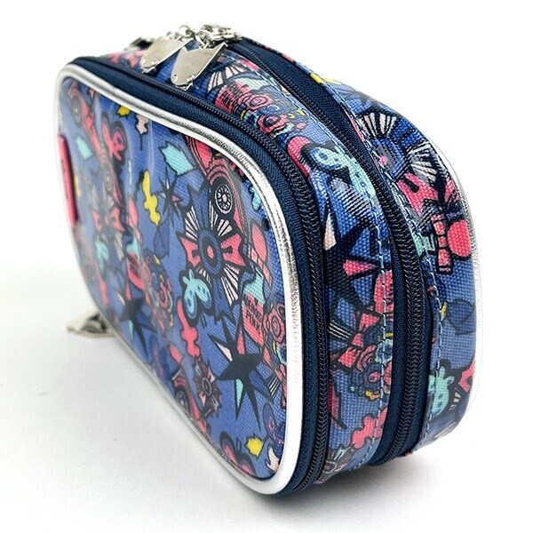 内藤ルネ 角ポーチ (ポップ) ブルー 化粧ポーチ レトロ RUNE