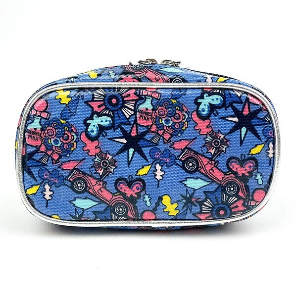 内藤ルネ 角ポーチ (ポップ) ブルー 化粧ポーチ レトロ RUNE