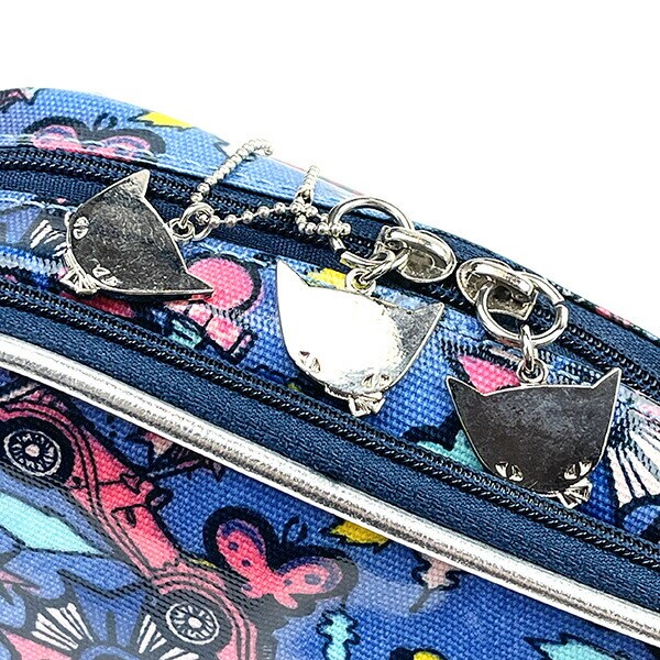 内藤ルネ 角ポーチ (ポップ) ブルー 化粧ポーチ レトロ RUNE