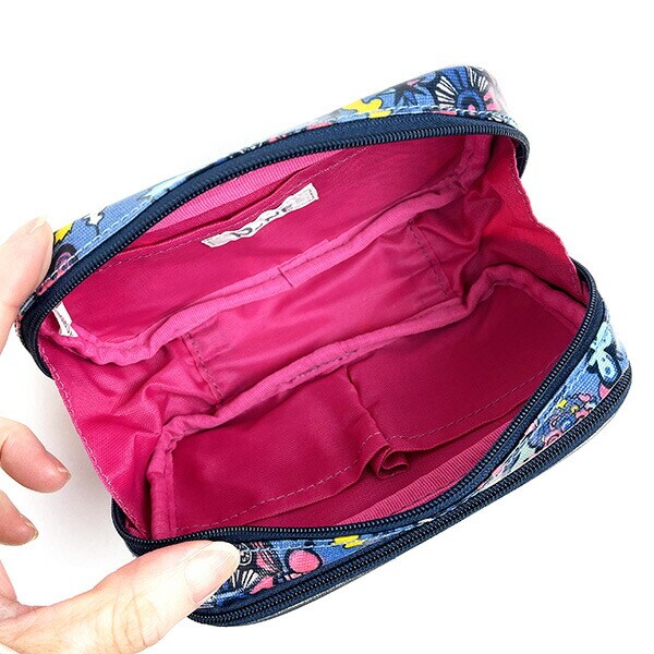 内藤ルネ 角ポーチ (ポップ) ブルー 化粧ポーチ レトロ RUNE