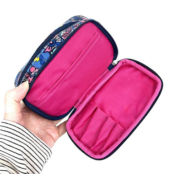 内藤ルネ 角ポーチ (ポップ) ブルー 化粧ポーチ レトロ RUNE