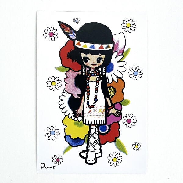 内藤ルネ インディアン少女 ポストカード 文具