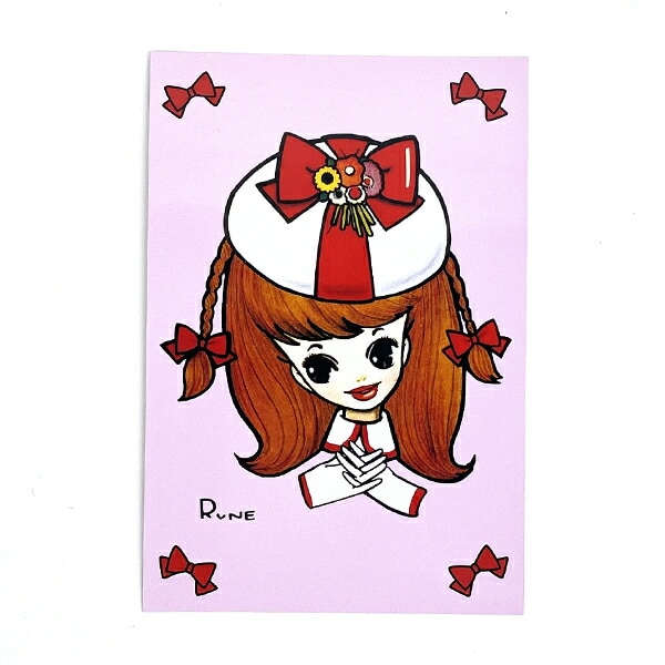 内藤ルネ リボンのお帽子 ポストカード 文具