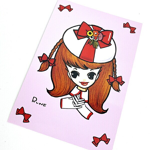 内藤ルネ リボンのお帽子 ポストカード 文具