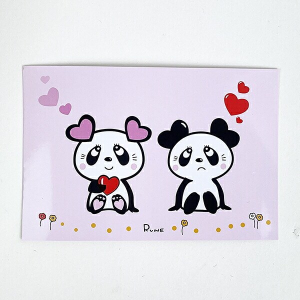 内藤ルネ LOVE HEART PANDA ポストカード 文具