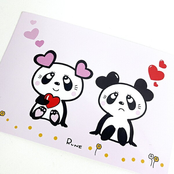 内藤ルネ LOVE HEART PANDA ポストカード 文具