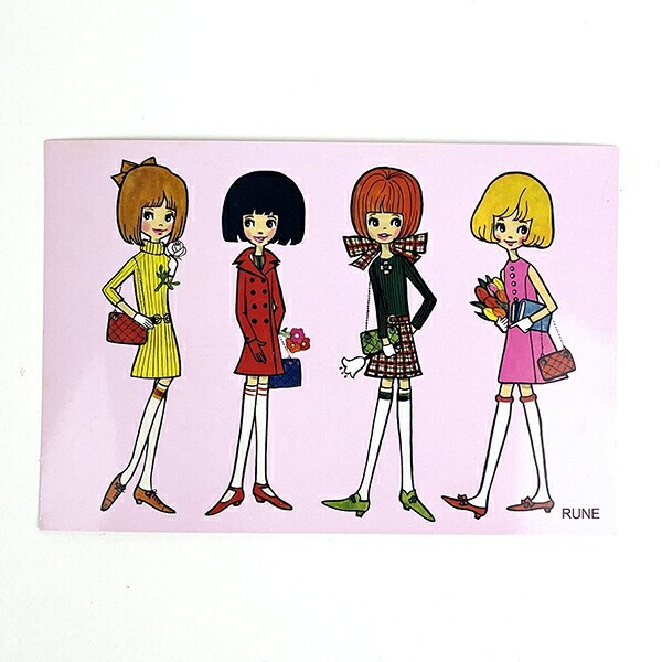 内藤ルネ 夢見る4人の女の子 ポストカード 文具