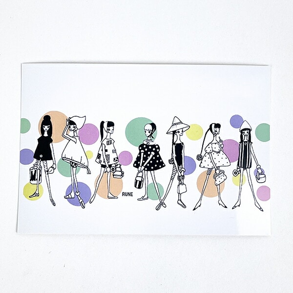 内藤ルネ 少女7人 ポストカード 文具