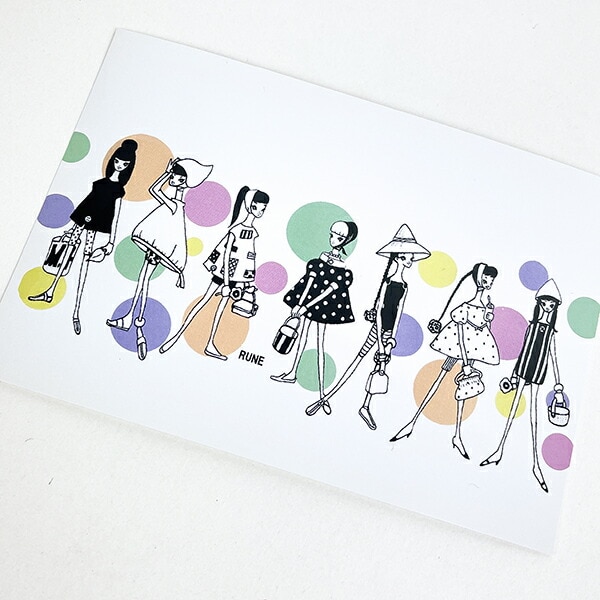 内藤ルネ 少女7人 ポストカード 文具